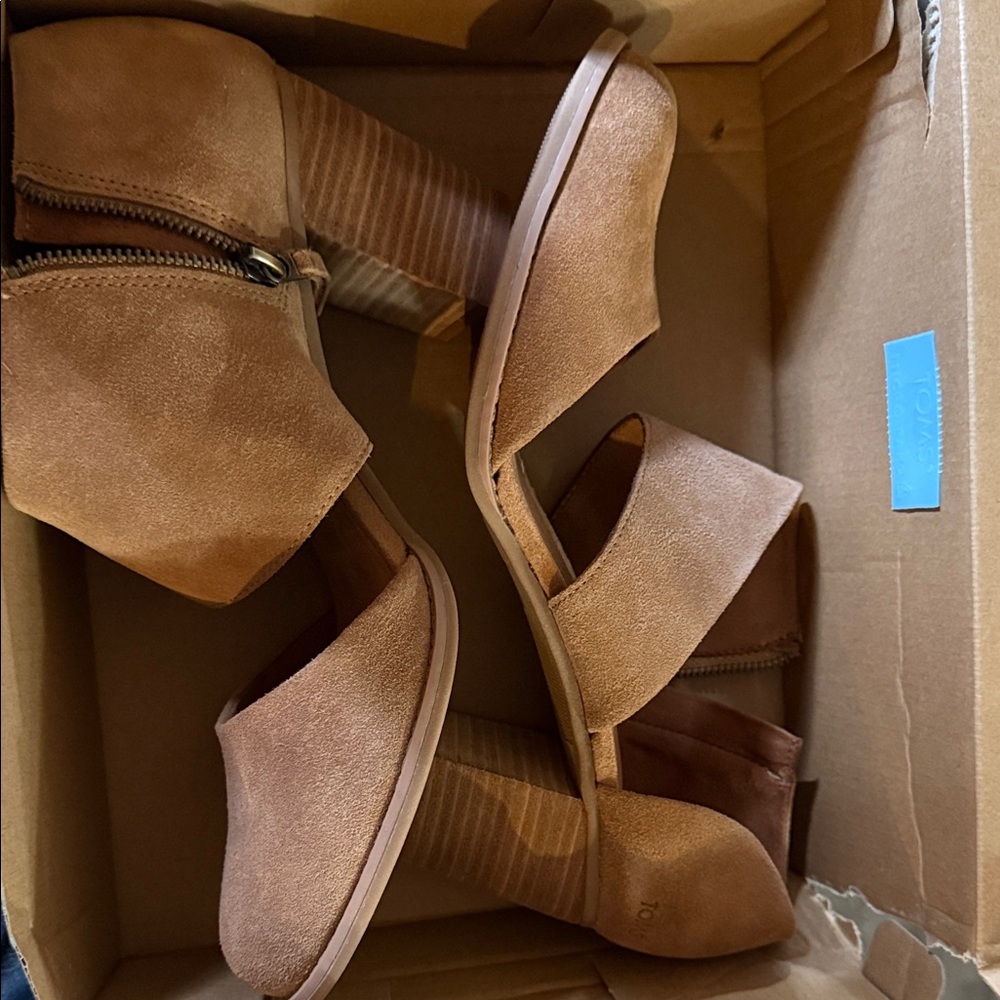 Toms Tan Heeled Boots for Women